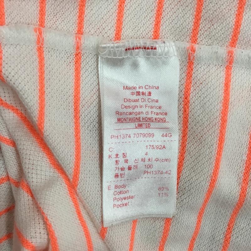 ラコステ LACOSTE ポロシャツ 半袖 半袖ポロシャツ カラーシャツ 半袖カットソー 4 ボーダー柄 白 / ホワイト / メンズ USED 古着 中古 10122889