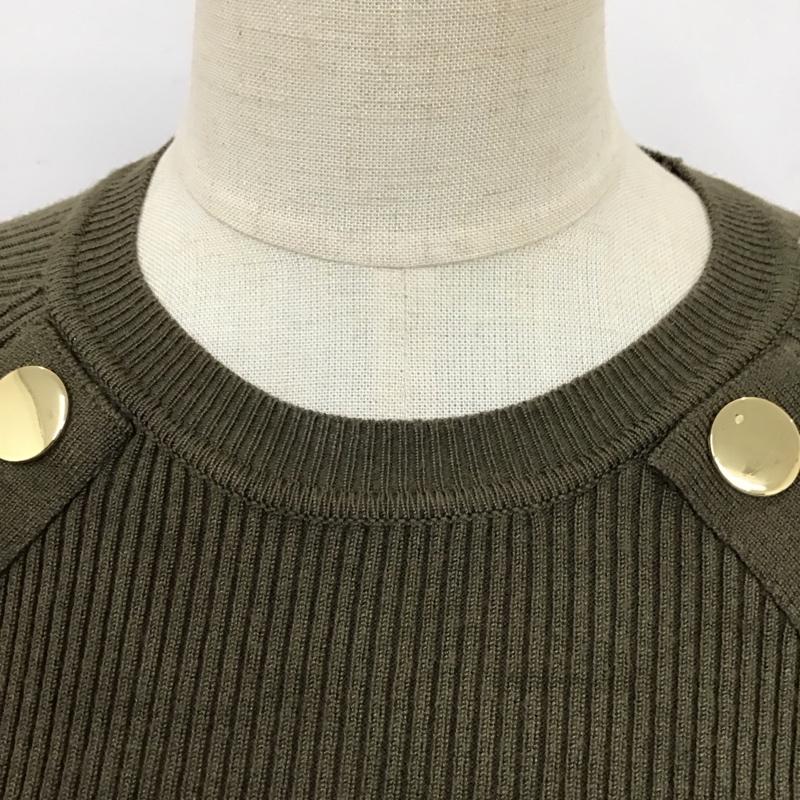 ザラ ZARA ニット、セーター 長袖 長袖ニットカットソー セーター クルーネック S 無地 カーキ / カーキ / レディース USED 古着 中古 10118515