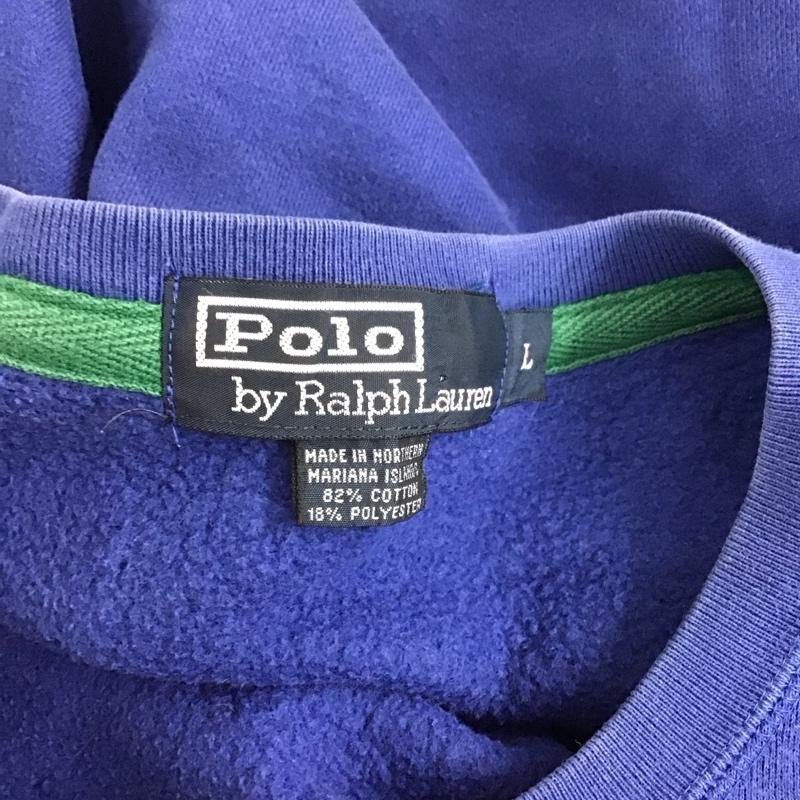 ポロバイラルフローレン Polo by RALPH LAUREN トレーナー 長袖 長袖トレーナー スウェット クルーネック リブスウェットカットソー L ロゴ、文字 青 / ブルー / メンズ USED 古着 中古 10107014