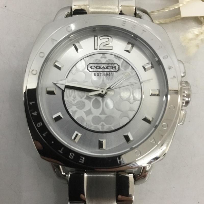 コーチ COACH 腕時計 アナログ(クォーツ式) 14501535 ボーイフレンド 箱有 ロゴ、文字 銀 / シルバー / レディース USED 古着 中古 10127316