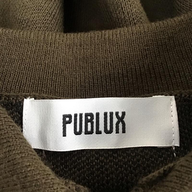 パブリュクス PUBLUX ニット、セーター 長袖 PB220629-1 襟付き カーディガン M ロゴ、文字 ダークブラウン / ダークブラウン / X 黒 / ブラック / メンズ USED 古着 中古 10111879
