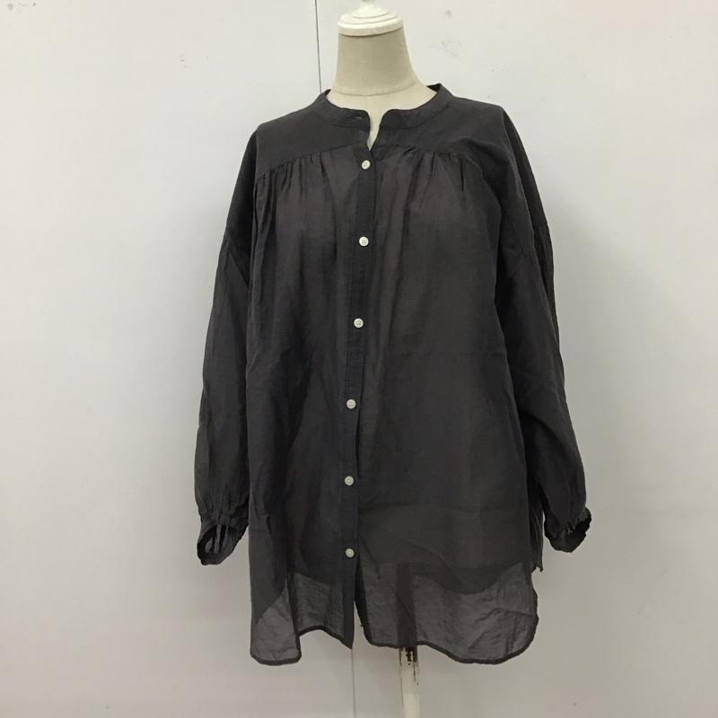 ニコアンド niko and... シャツ、ブラウス 七分袖 バンドカラー L 無地 チャコールグレー / チャコールグレー / レディース USED 古着 中古 10122494