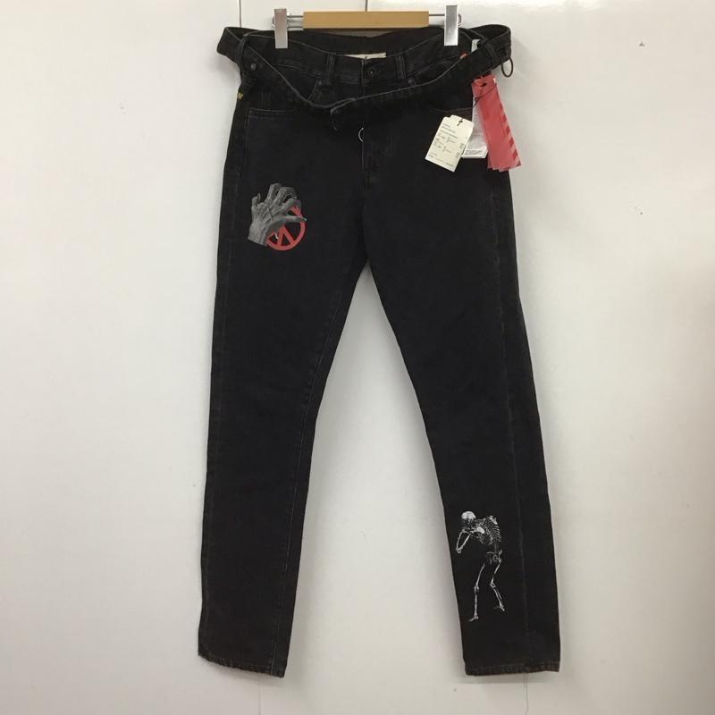 オフホワイト Off-White パンツ デニム、ジーンズ omya027g9812011 UNDERCOVER デニムパンツ スリムパンツ S プリント 黒 / ブラック /  メンズ USED 古着 中古 10126257