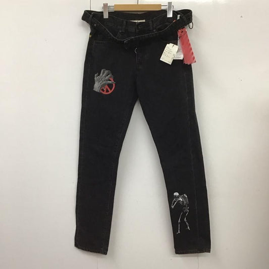 オフホワイト Off-White パンツ デニム、ジーンズ omya027g9812011 UNDERCOVER デニムパンツ スリムパンツ S プリント 黒 / ブラック /  メンズ USED 古着 中古 10126257