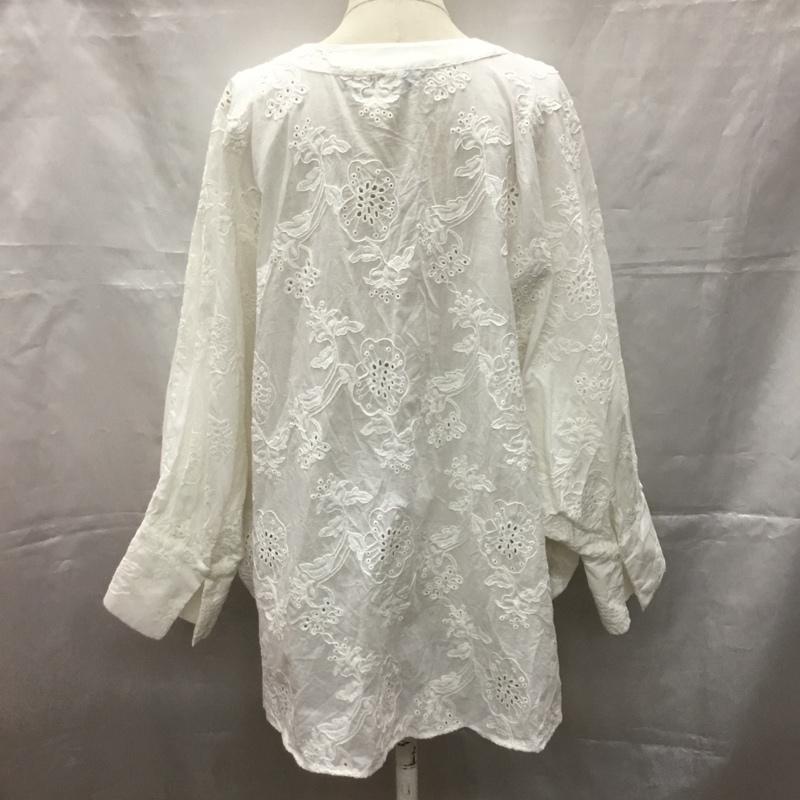 ザラ ZARA カットソー 長袖 3200 995 250 ドルマンスリーブ スキッパー M 刺繍 白 / ホワイト /  レディース USED 古着 中古 10107441