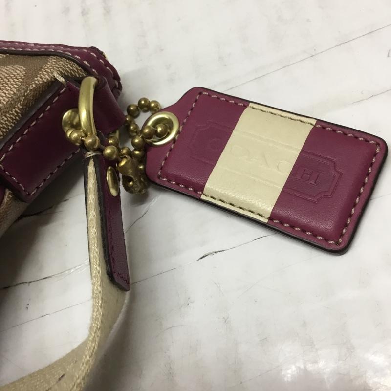 コーチ COACH ショルダーバッグ ショルダーバッグ 41664 シグネチャー ロゴ、文字 ベージュ / ベージュ / X 紫 / パープル / レディース USED 古着 中古 10110063