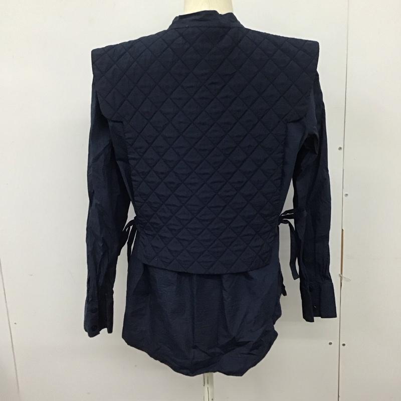 ザラ ZARA シャツ、ブラウス 長袖 長袖シャツ 無地シャツ ノーカラーシャツ M 無地 紺 / ネイビー / レディース USED 古着 中古 10125195