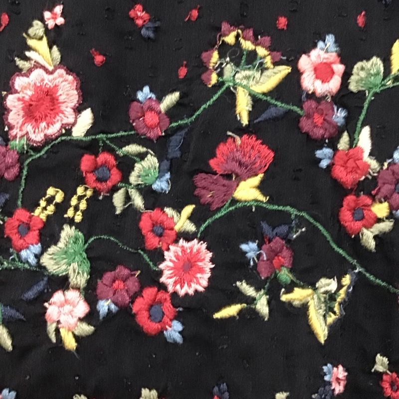 ザラ ZARA カットソー 長袖 0881/016/800 刺繍 チュニック XS 刺繍 黒 / ブラック / レディース USED 古着 中古 10133621