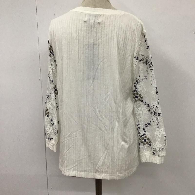 アビトーキョー ABITOKYO カットソー 七分袖 A02B3234AB 七分袖レースドッキングリブカットTシャツ タグ付き L レース柄 白 / ホワイト / レディース USED 古着 中古 10112135