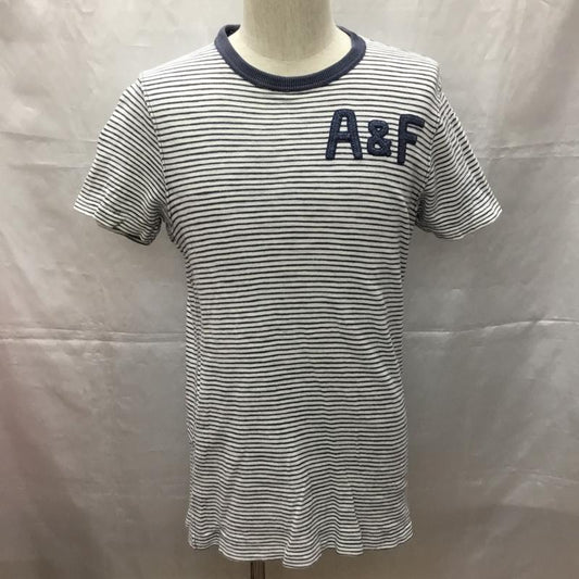 アバクロンビーアンドフィッチ ABERCROMBIE&FITCH Tシャツ 半袖 半袖カットソー プリントTシャツ クルーネックカットソー M ボーダー柄 白 / ホワイト / X 青 / ブルー /  メンズ USED 古着 中古 10108990