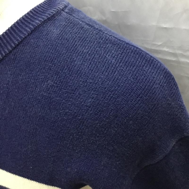 ラコステ LACOSTE ニット、セーター 半袖 半袖ニットカットソー クルーネックカットソー セーター 3 ボーダー柄 白 / ホワイト / X 紺 / ネイビー / メンズ USED 古着 中古 10111280