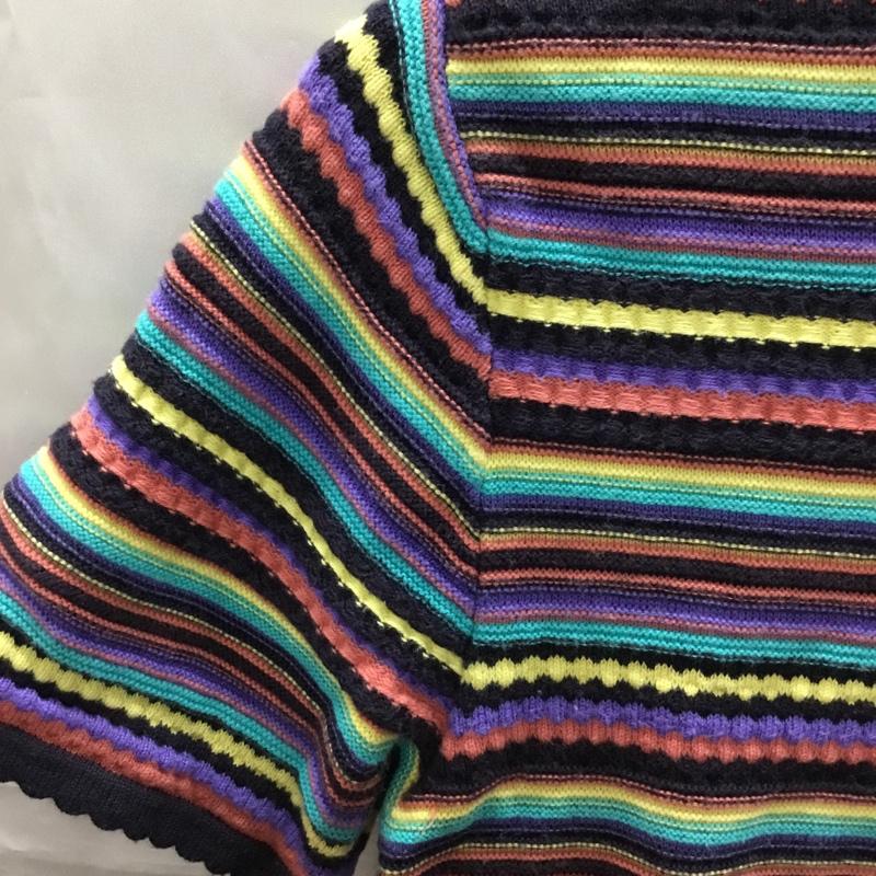 ザラ ZARA ニット、セーター 半袖 S ボーダー柄 マルチカラー / マルチカラー /  レディース USED 古着 中古 10110745