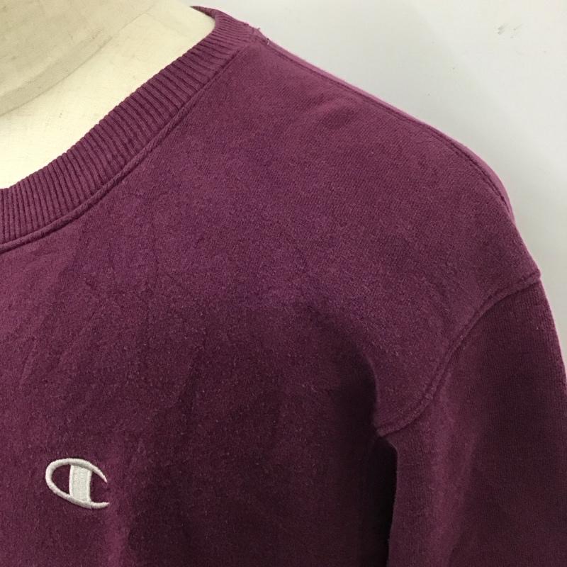 チャンピオン Champion トレーナー 長袖 長袖トレーナー スウェット クルーネック リブスウェットカットソー M ロゴ、文字 紫 / パープル /  メンズ USED 古着 中古 10118261