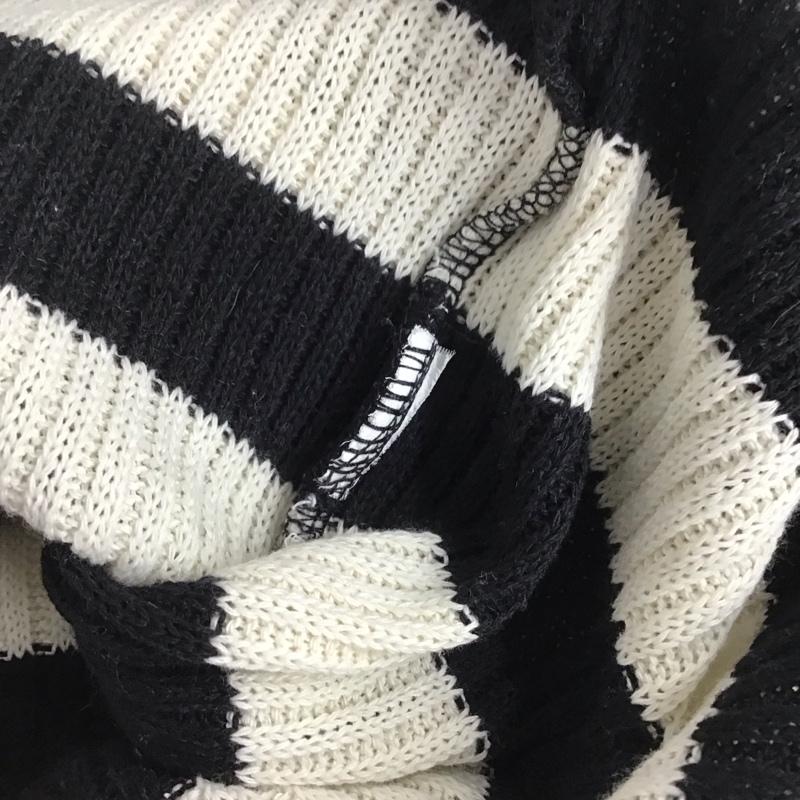 ザラ ZARA ニット、セーター 長袖 長袖ニットカットソー クルーネック セーター M ボーダー柄 白 / ホワイト / X 黒 / ブラック / レディース USED 古着 中古 10136057