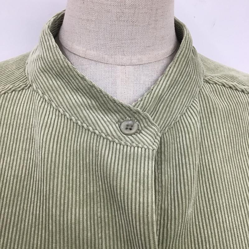 アイテムズ アーバンリサーチ ITEMS URBAN RESEARCH シャツ、ブラウス 長袖 長袖シャツ ノーカラーシャツ コーデュロイシャツ FREE 無地 緑 / グリーン / レディース USED 古着 中古 10123922