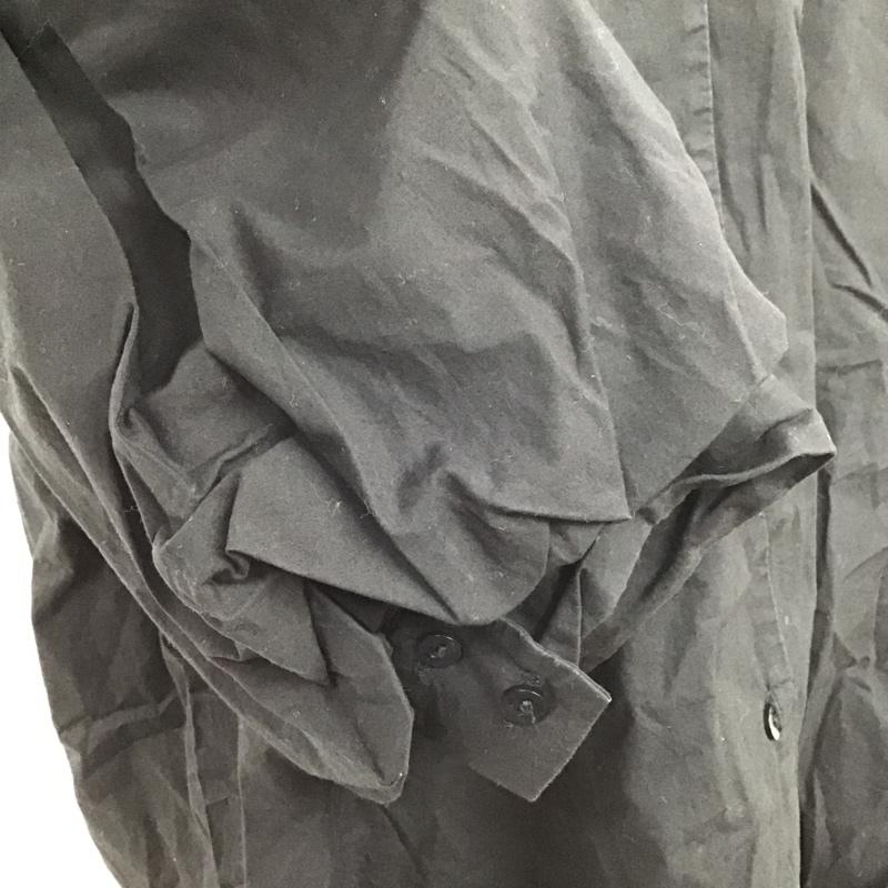 ザラ ZARA シャツ、ブラウス 半袖 半袖シャツ ロングシャツ ノーカラーシャツ 前開カーディガン M 無地 黒 / ブラック / レディース USED 古着 中古 10105941