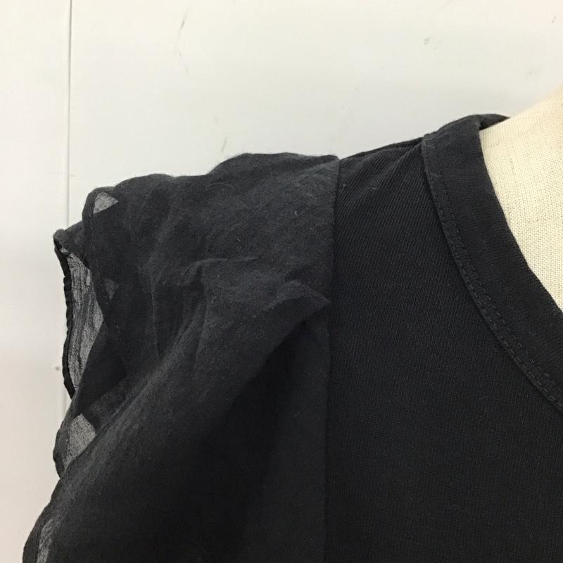 ロッソ ROSSO カットソー 半袖 RA75-23B008 袖フリル FREE 無地 黒 / ブラック /  レディース USED 古着 中古 10114090