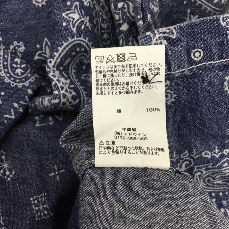 エドウィン EDWIN シャツ、ブラウス 長袖 長袖シャツ カラーシャツ ポケットシャツ 長袖カットソー デニムシャツ L プリント インディゴ / インディゴ /  メンズ USED 古着 中古 10108791