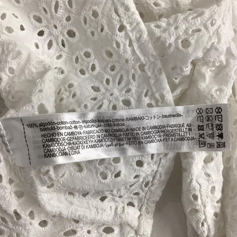 ザラ ZARA シャツ、ブラウス 七分袖 3046 066 251 五分袖 ノーカラー ペプラム タグ付き S 刺繍 白 / ホワイト / レディース USED 古着 中古 10129178