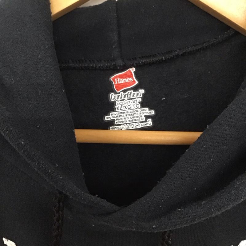 ヘインズ HANES パーカー 長袖 長袖パーカー プルオーバーパーカー スウェット XL プリント 黒 / ブラック / メンズ USED 古着 中古 10136625