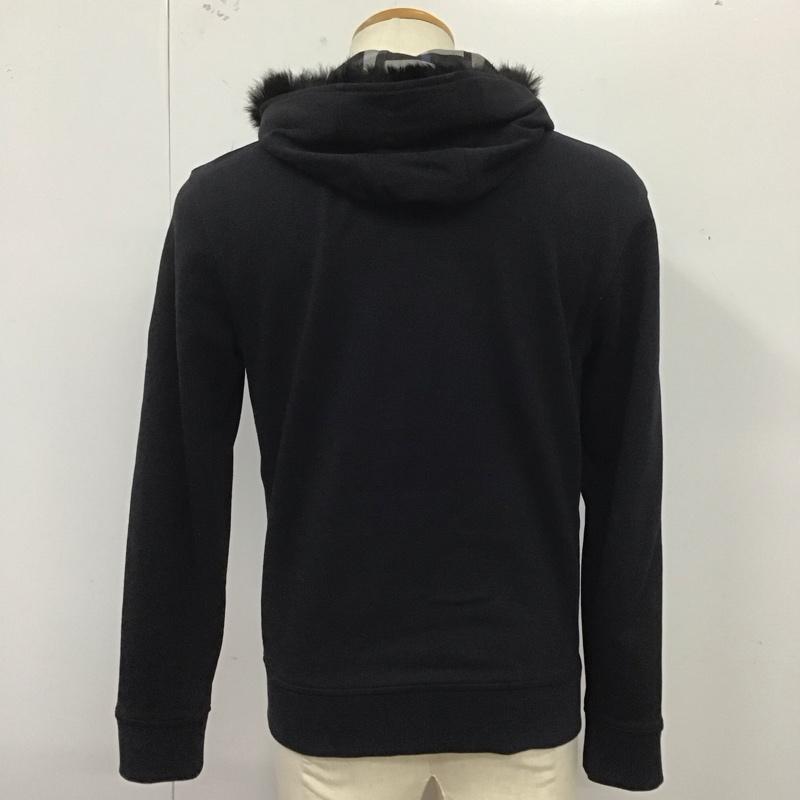 バーバリーブラックレーベル BURBERRY BLACK LABEL パーカー 長袖 ジップアップパーカー 長袖パーカー フード付きパーカー 2 ロゴ、文字 黒 / ブラック /  メンズ USED 古着 中古 10124550
