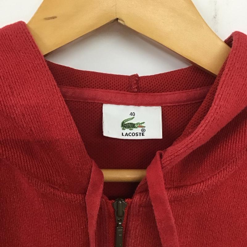 ラコステ LACOSTE パーカー 長袖 プルオーバー ハーフジップ 40 ワンポイント 赤 / レッド / レディース USED 古着 中古 10139145