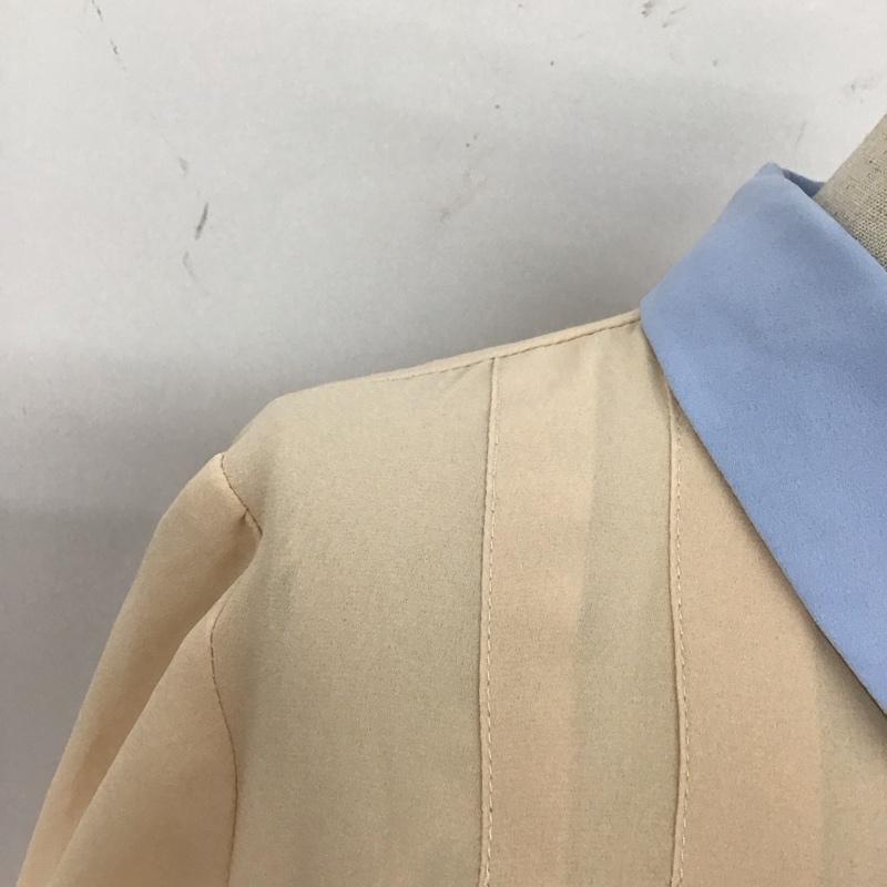 ページボーイ PAGEBOY シャツ、ブラウス 半袖 バイカラー FREE 無地 橙 / オレンジ / X 水色 / ライトブルー / レディース USED 古着 中古 10114062