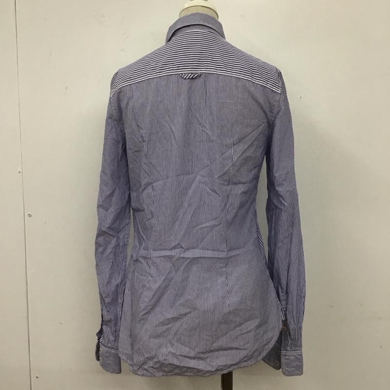 トミーヒルフィガー TOMMY HILFIGER シャツ、ブラウス 長袖 1M87640041 Fitted 胸ポケット ストライプ 2 ワンポイント 白 / ホワイト / X 青 / ブルー / レディース USED 古着 中古 10108609