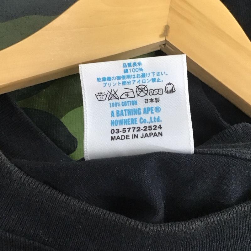 アベイシングエイプ A BATHING APE Tシャツ 半袖 半袖カットソー プリントTシャツ クルーネックカットソー XL プリント 黒 / ブラック / メンズ USED 古着 中古 10131405