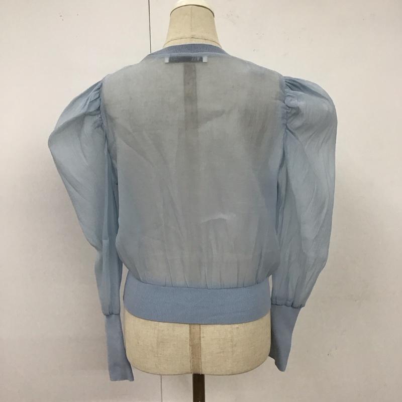 ザラ ZARA シャツ、ブラウス 長袖 2488 106 400 クルーネック シアー フリル M 無地 水色 / ライトブルー / レディース USED 古着 中古 10118349