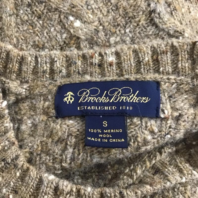ブルックスブラザーズ BROOKS BROTHERS ニット、セーター 長袖 ウール クルーネック ケーブル編み S ベージュ / ベージュ / メンズ USED 古着 中古 10111248