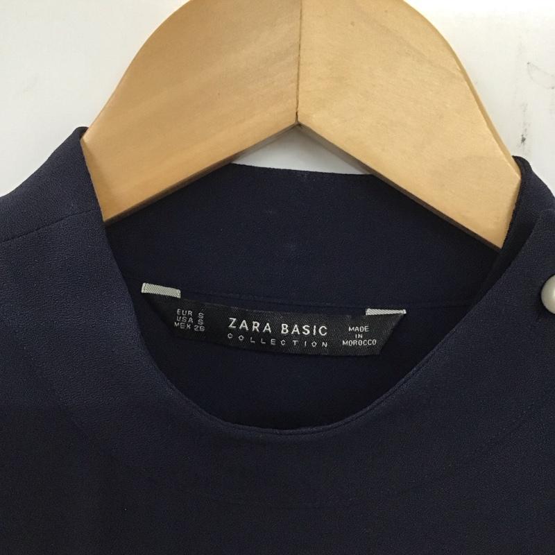 ザラベーシック ZARA BASIC ワンピース ひざ丈スカート S 無地 紺 / ネイビー / レディース USED 古着 中古 10136869