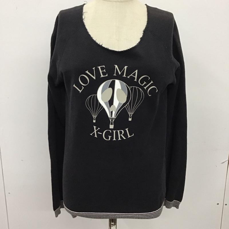 エックスガール X-girl トレーナー 長袖 気球 1 ロゴ、文字 黒 / ブラック / X 白 / ホワイト / レディース USED 古着 中古 10115504