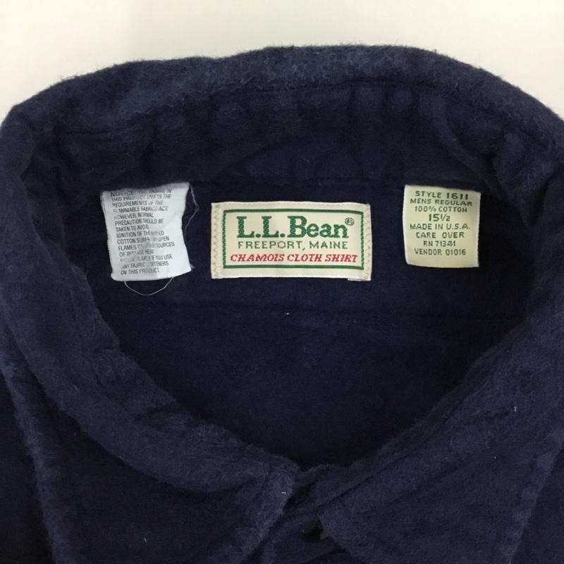 エルエルビーン L.L.Bean シャツ、ブラウス 長袖 1611 コットン ワークシャツ 無地 紺 / ネイビー / メンズ USED 古着 中古 10116121