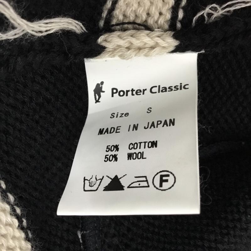 ポータークラシック Porter Classic ニット、セーター 長袖 ジップアップ S ボーダー柄 X 刺繍 黒 / ブラック / X オフホワイト / オフホワイト / X 赤 / レッド / メンズ USED 古着 中古 10108957
