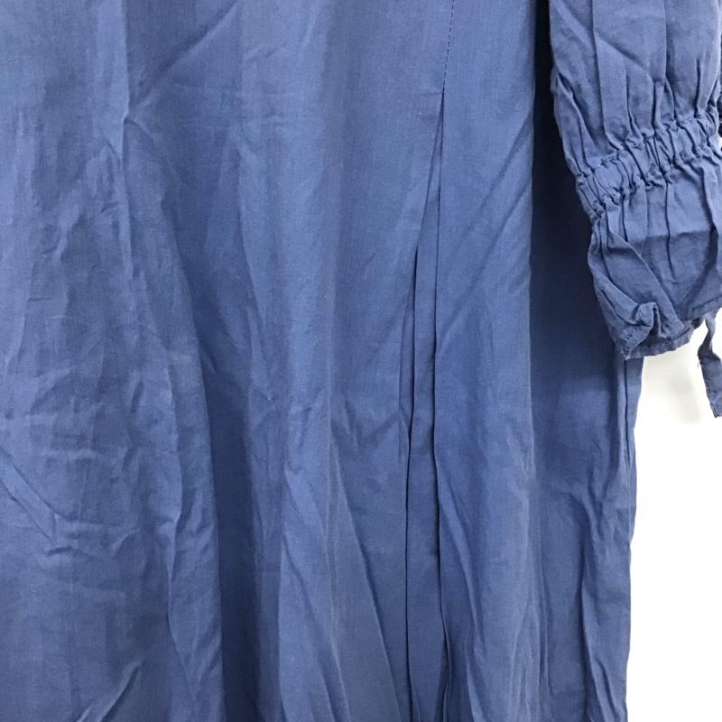 エヘカソポ ehka sopo ワンピース ロングスカート 半袖ロングワンピース フレアスカート パフスリーブ M 無地 青 / ブルー / レディース USED 古着 中古 10136429