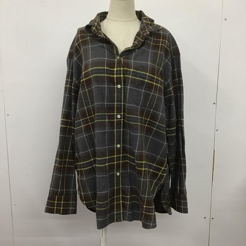 ニコアンド niko and... シャツ、ブラウス 長袖 S204CA01AD REGULAR SHIRT スキッパーシャツ L チェック 灰 / グレー / X 茶 / ブラウン / X 白 / ホワイト / X 紺 / ネイビー / X 黄 / イエロー / レディース USED 古着 中古 10108144