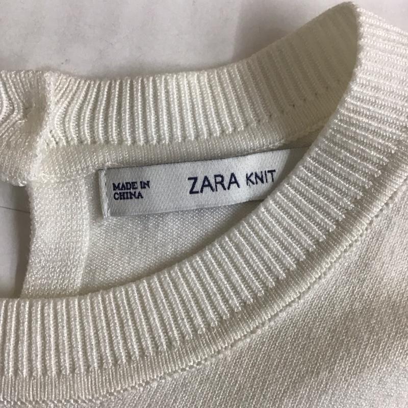 ザラ ZARA ニット、セーター 半袖 半袖ニットカットソー クルーネックカットソー 半袖セーター M 無地 白 / ホワイト / レディース USED 古着 中古 10116427