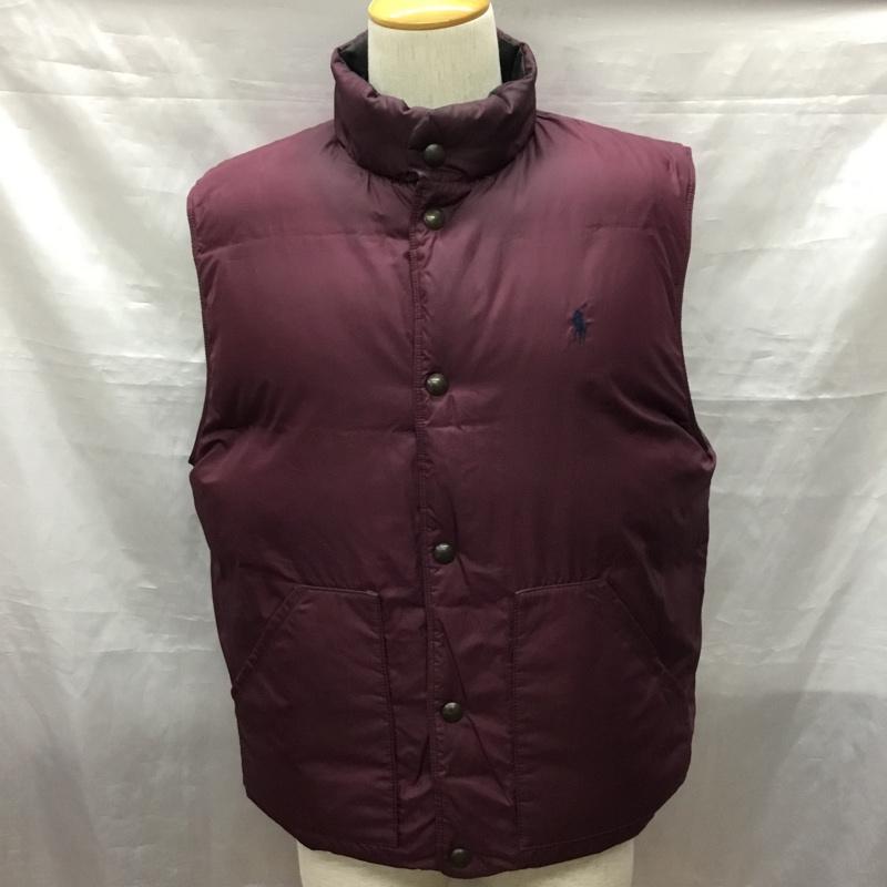 ポロバイラルフローレン Polo by RALPH LAUREN ベスト ベスト ダウンベスト フェザー リバーシブル L ワンポイント 黒 / ブラック / X 紫 / パープル / メンズ USED 古着 中古 10118944