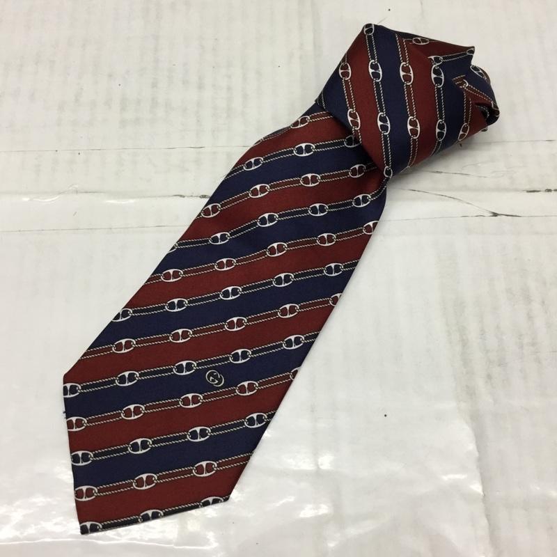 グッチ GUCCI ネクタイ ネクタイ シルク 総柄 えんじ / ワインレッド / X 紺 / ネイビー / メンズ USED 古着 中古 10117014