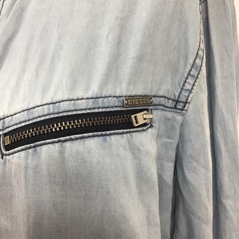 ディーゼル DIESEL シャツ、ブラウス 長袖 長袖シャツ カラーシャツ ジップアップポケットシャツ S 無地 インディゴ / インディゴ / レディース USED 古着 中古 10122506