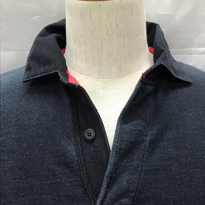 バーバリアン Barbarian カットソー 長袖 長袖カットソー カラーカットソー 古着 長袖ポロシャツ S 無地 紺 / ネイビー /  メンズ USED 古着 中古 10111796