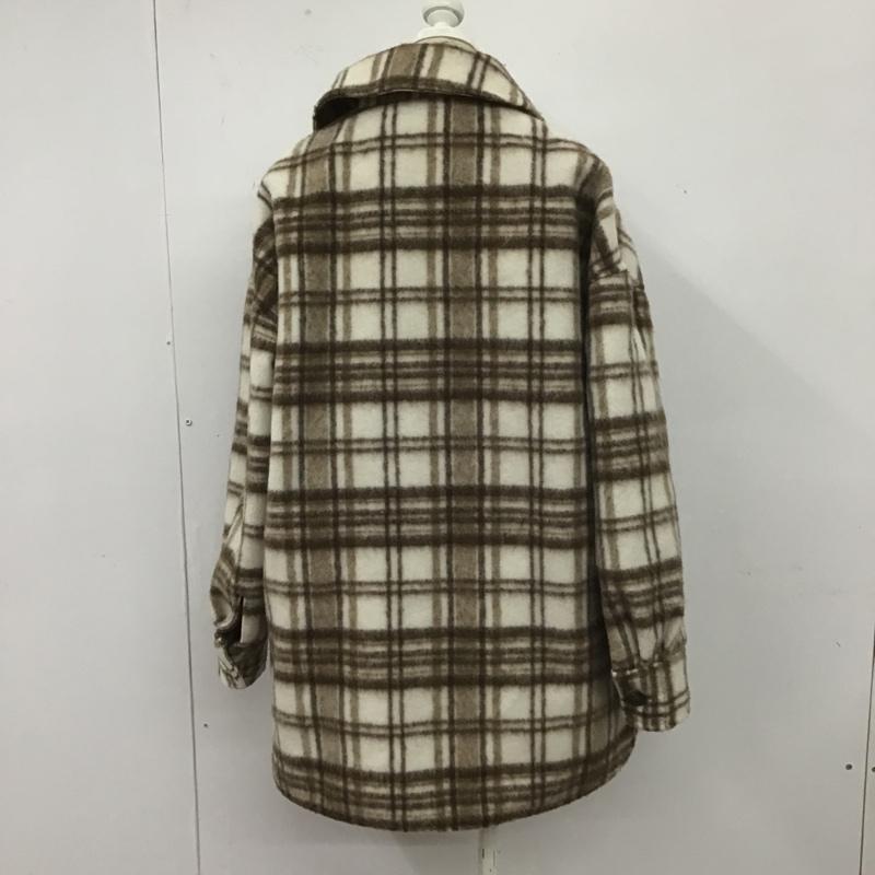 グローバルワーク GLOBAL WORK ジャケット、上着 ジャケット、ブレザー gw719507ts シャギーCPOジャケット チェックカラージャケット アウター FREE チェック 白 / ホワイト / X 茶 / ブラウン / レディース USED 古着 中古 10105632
