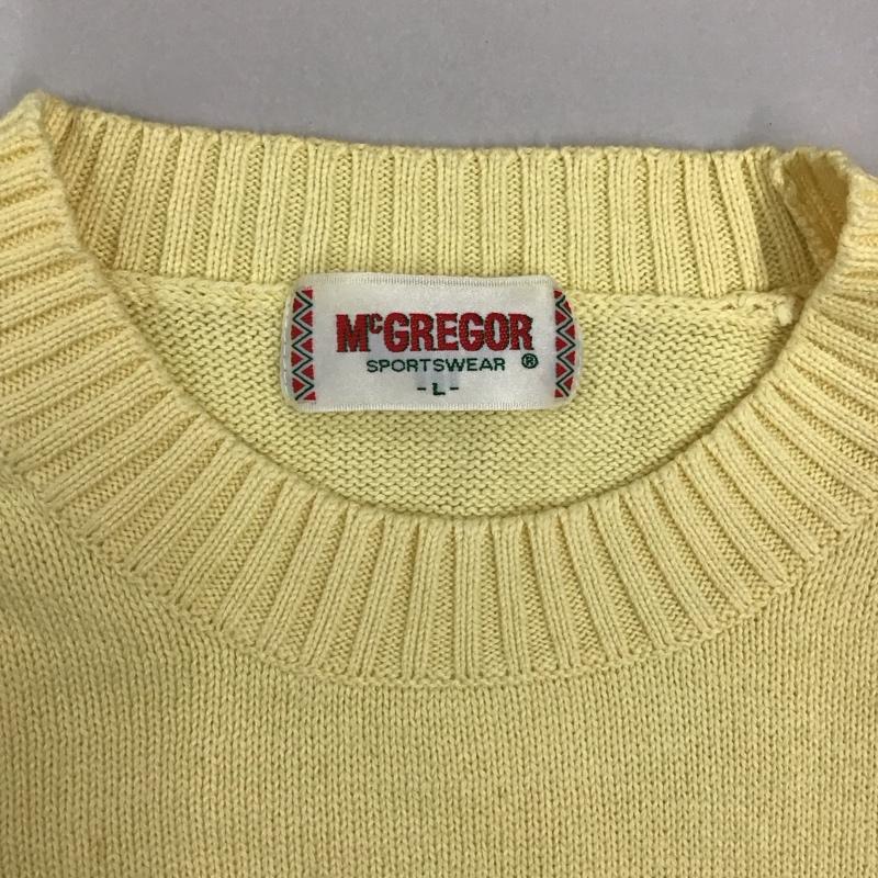 マックレガー McGREGOR ニット、セーター 長袖 長袖ニットカットソー ニット セーター クルーネックニット L ロゴ、文字 黄 / イエロー / メンズ USED 古着 中古 10116268
