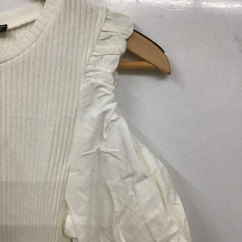 ザラ ZARA カットソー 半袖 0085/550/251 オーブンショルダー ニットT M 無地 白 / ホワイト / レディース USED 古着 中古 10131024