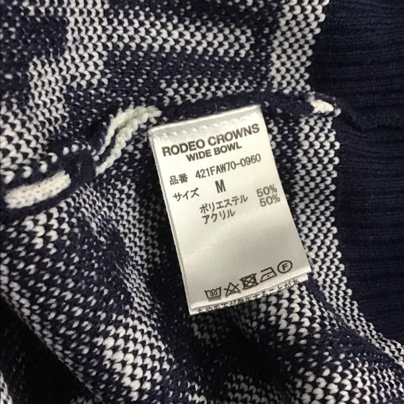 ロデオクラウンズ Rodeo Crowns ニット、セーター 長袖 421faw70-0960 ダブルジャガードニット M ロゴ、文字 白 / ホワイト / X 紺 / ネイビー / レディース USED 古着 中古 10143047