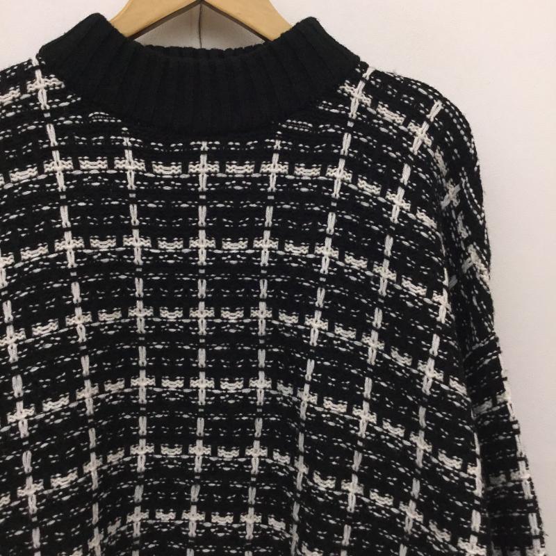 イング INGNI ニット、セーター 長袖 M 黒 / ブラック / X 白 / ホワイト / レディース USED 古着 中古 10139619