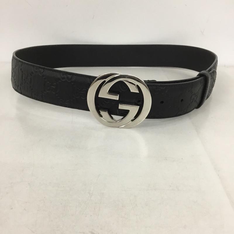 グッチ GUCCI ベルト・バックル ベルト 411924 CWCIN GG レザー ロゴ、文字 黒 / ブラック / メンズ USED 古着 中古 10134770