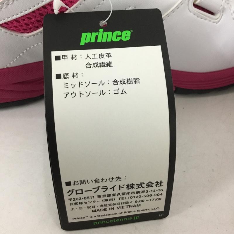 プリンス Prince シューズ シューズ DPS853 ジュニア テニス オールコート用シューズ 22.0 22.5 箱有 22.0cm ロゴ、文字 白 / ホワイト / X 桃 / ピンク / ガールズ USED 古着 中古 10142473