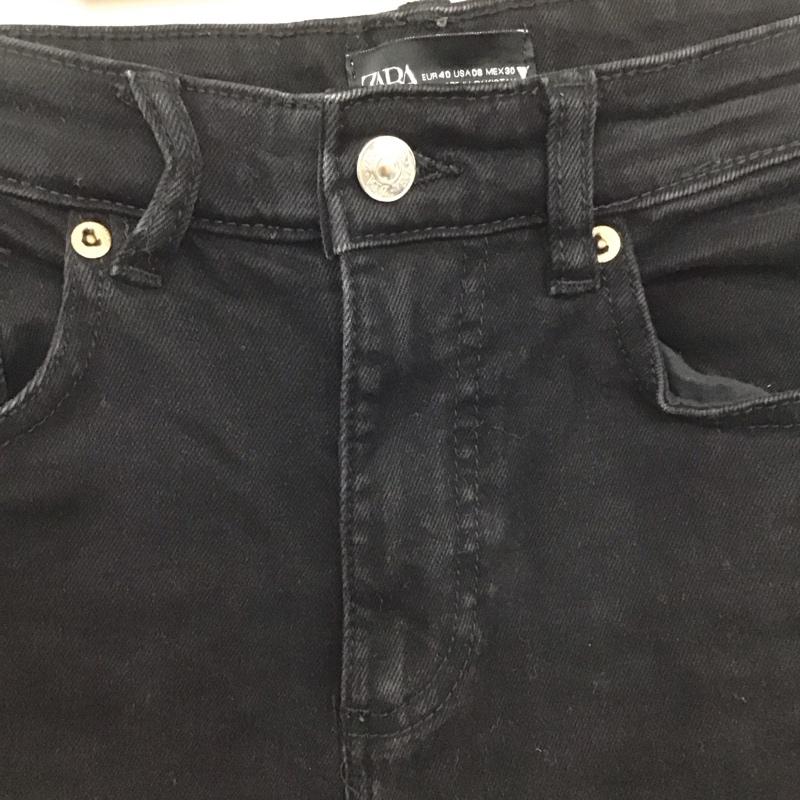 ザラ ZARA パンツ デニム、ジーンズ ブラックデニム 40 無地 黒 / ブラック / レディース USED 古着 中古 10136939